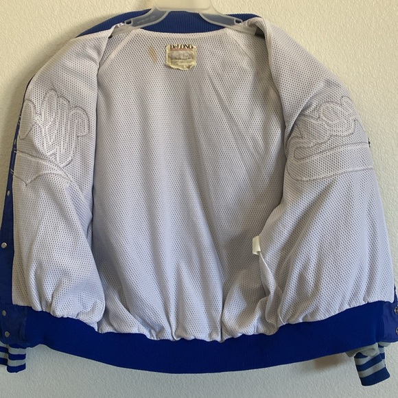 DeLong Men’s Vintage Wolves Blue Gray Bomber Jacket Size L . Made in USA. - Picture 6 of 7